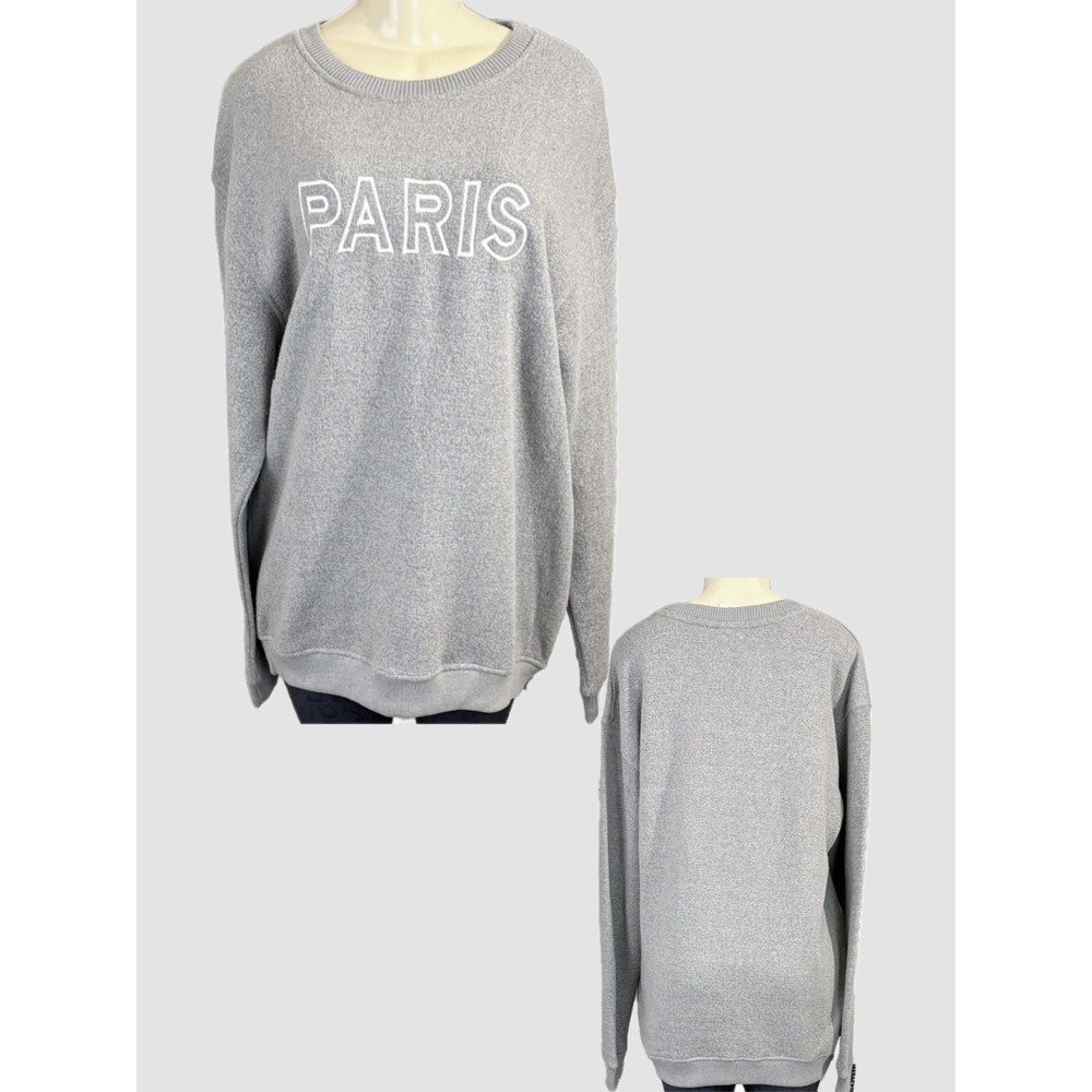 Pacific & Co XXL Heather Gray Embroidered Paris Graphic Sweatshirt Long Sleeve